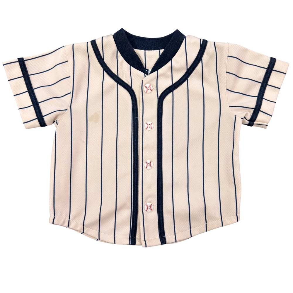 Baby Headquarters Baseball Jersey Pinstripe Shirt Navy Cream 18 Months 12907170
